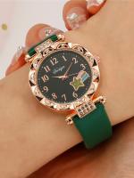 Reloj De Cuarzo Para Mujer Con Cinturón De Dibujos Animados Joyería De Moda Simplicidad Collar Con Diamantes Aretes Y Anillo Pack De 5 Piezas - details 4
