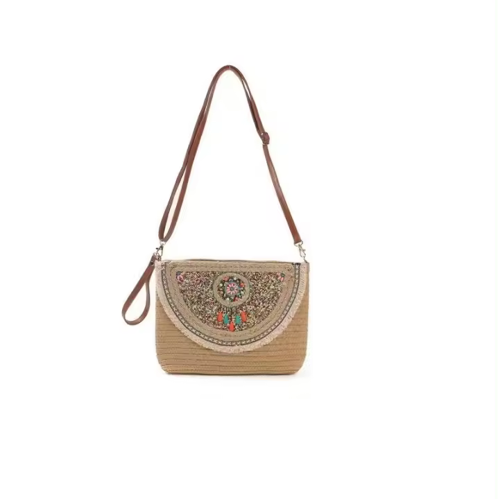 S&LE CHIC - Bolso de Diseño Crochet Paja para Mujer, Gran Capacidad, Ideal para Vacaciones - 1