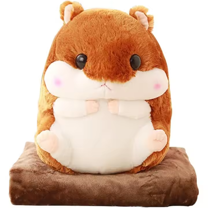 Almohada de hámster de peluche suave con manta cómoda de 100 cm x 170 cm, marrón oscuro - 1