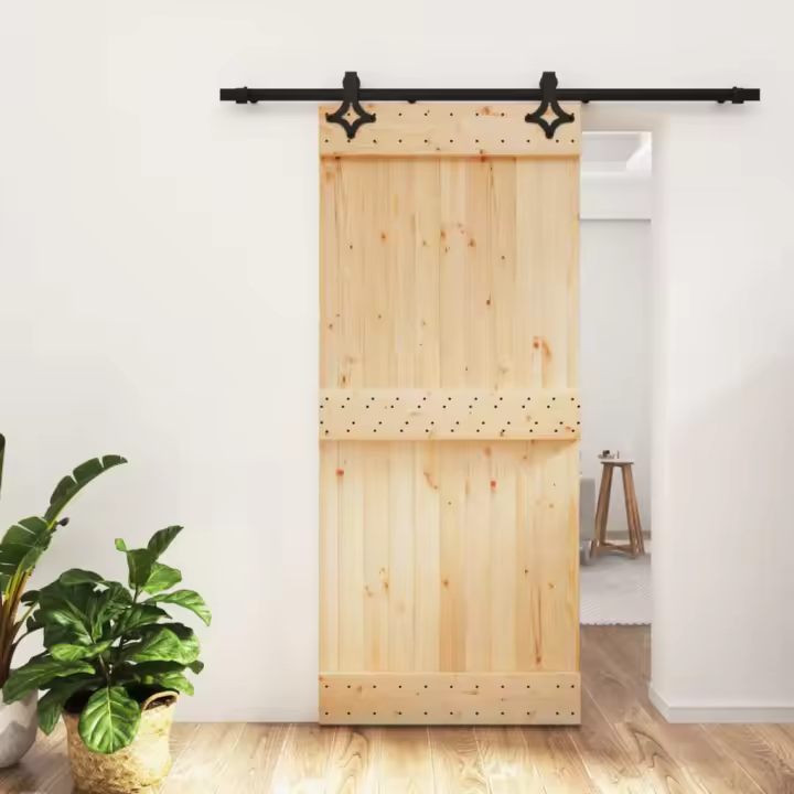 vidaXL Puerta corredera con herrajes madera maciza de pino 90x210 cm - 1