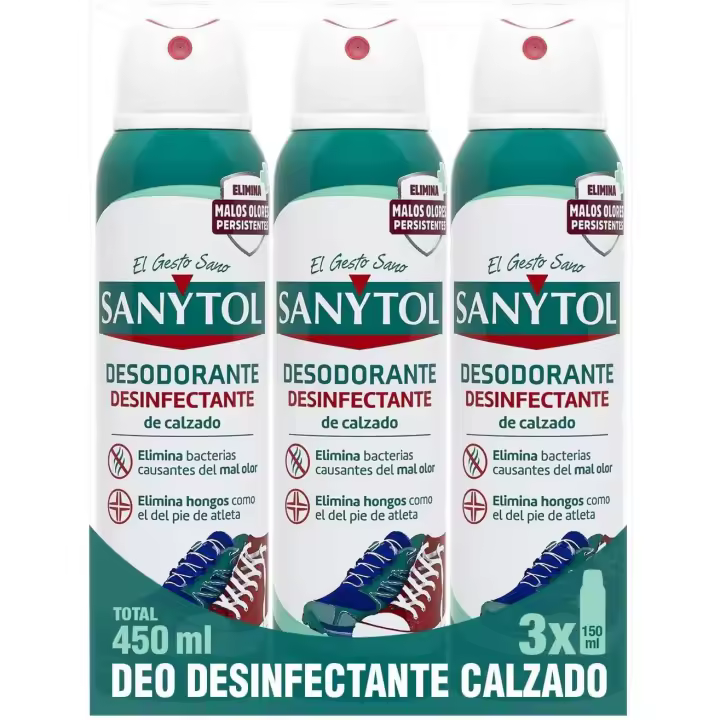 Sanytol Desodorante Calzado Desinfectante Spray - 150 ml x 3 unidades - 1