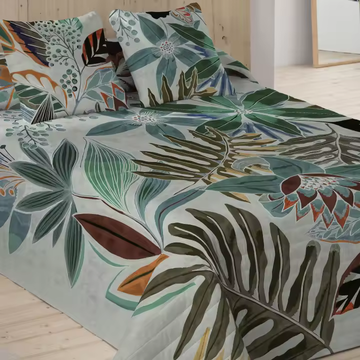 NATURALS - Colcha Bouti Estampada - Tejido 100% Algodón Extra Suave Relleno 100% Poliéster- Fabricado en España - Modelos Florales - Cama 90/135/150/180 cm - 1