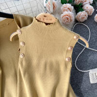 Conjunto De Ropa De Mujer REALEFT Otoño Invierno 3 Piezas Traje De Tejido Knitted Cardigan De Botón Sencillo Y Tops Falda Elegante Para Oficina - details 45