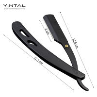Cuchillo De Afeitar Para Hombres Herramientas De Barbero Antigua Y Negra Plegable Con Portarrazor De Acero Inoxidable Cuchillas Incluidas - details 0