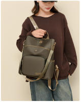 Bolso de mujer, nueva mochila con textura de cuero suave, estilo coreano, mochila escolar retro de moda, bolso de viaje de tendencia de color sólido simple - details 10