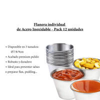 Happy Friends - Flaneras Individuales de Acero Inoxidable 7/8/9cm Pack de 12 Unidades - Molde Redondo para Pudding - Recipiente de Salsas - Tamaños a Elegir - details 1