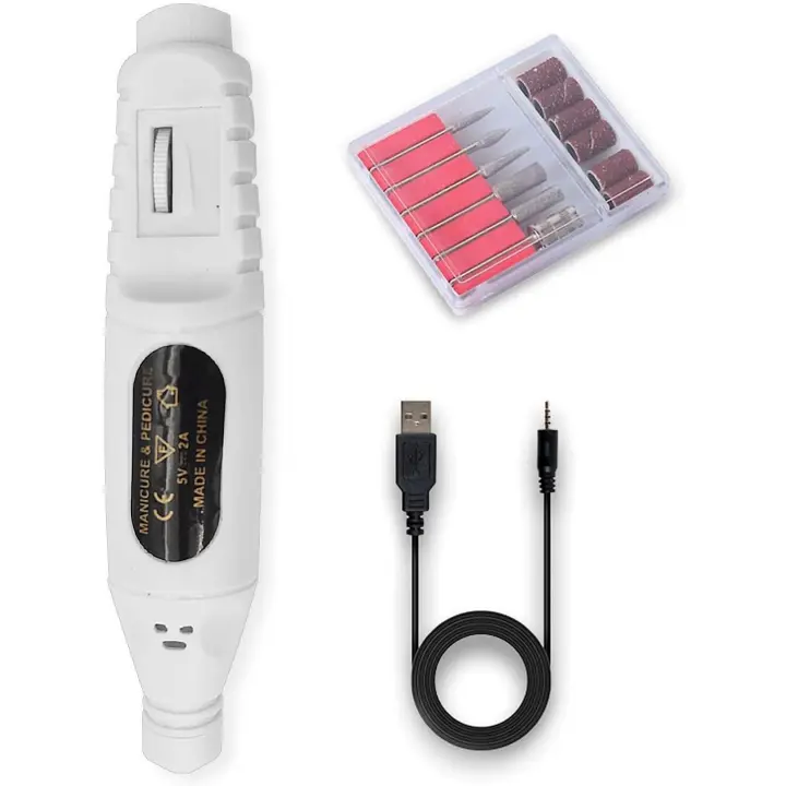 Torno para Uñas Eléctrico | Set de Manicura y Pedicura Profesional | Barería Y 6 Cabezales - 1