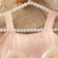 Vestido De Verano Para Bebé Niña Con Lazo Y Diseño De Multicapa Vestido Casual Princesa Con Cuello Halter Sin Mangas Largo De Pierna Poliéster Talla True Fit - details 9