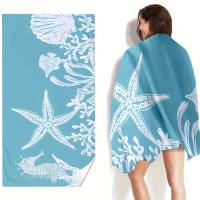Toalla De Playa Estrella Azul 70x140cm Desechable Microfibra Secado Rápido Diseño Ondas De Agua Para Verano LatticeColor - details 0