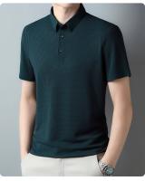 Camisa Polo De Verano Para Hombre Con Cuello Redondo Solido Camiseta De Negocios Transpirable Corta Cuello En V Talla Única - details 20