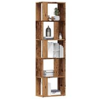 vidaXL Estantería madera de ingeniería madera envejecida 45x24x159 cm en color Madera antigua/Roble negro | almacenamiento funcional diseño moderno para baño dormitorio sala - details 0