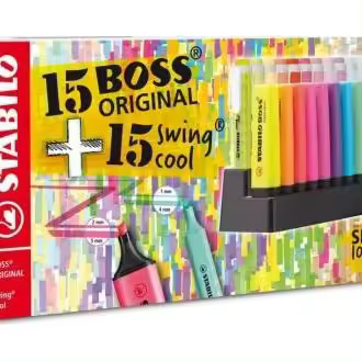 STABILO Set sobremesa 15 stabilo boss original + 15 swing cool colores surtidos - 1
