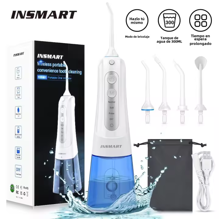 INSMART Aparato De Limpieza Oral Portátil IPX7 Impermeable Carga Recargable 4 Modos Limpieza Dental Mano Herramienta De Jetable - 1