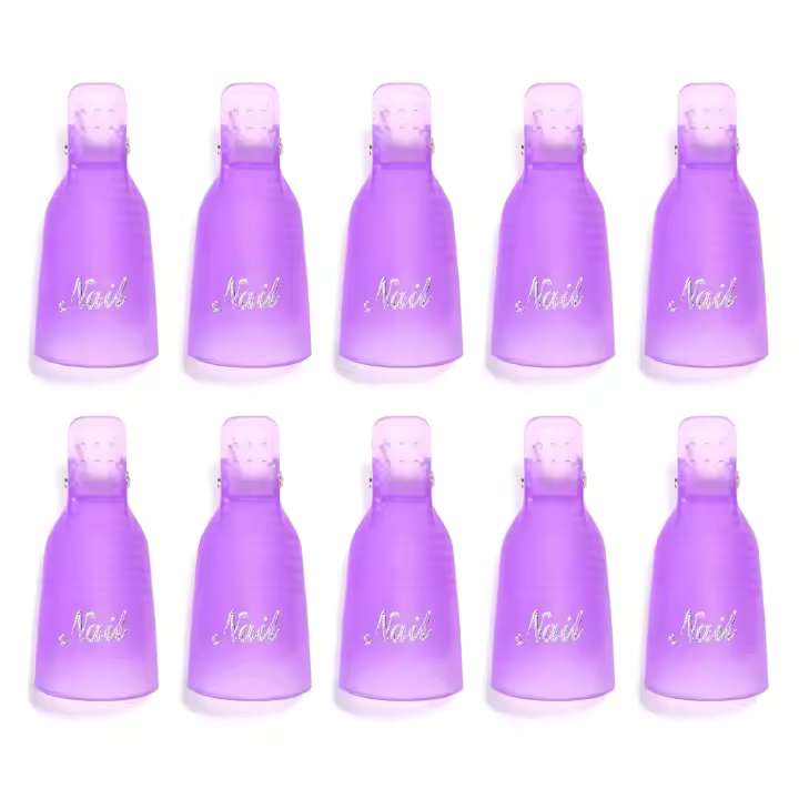 LULAA 10Pcs/1Set Clips De Plástico Para Arte De Uñas Y Remoción De Esmalte UV Gel Polvo Remover De Uñas Con Herramienta De Envolvimiento Para Uñas De Dedos - 1