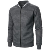 Chaqueta De Manga Larga Para Hombre Con Cuello Erguido Y Cremallera Estilo Casual Chaqueta De Patoche Con Patrón Cuadriculado - details 38