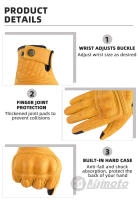 Guantes De Motocicleta De Cuero Genuino MJMOTO Verano Transpirables Con Dedos Completos Guantes De Conducción Retro Para Teléfono Móvil Para Hombres - details 11