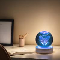 Lámpara De Noche De Bola De Cristal Con Danza De Mariposa Lunar Grabado Con Láser 3D Decoración De Vidrio Pulido Moderna Para Navidad - details 3
