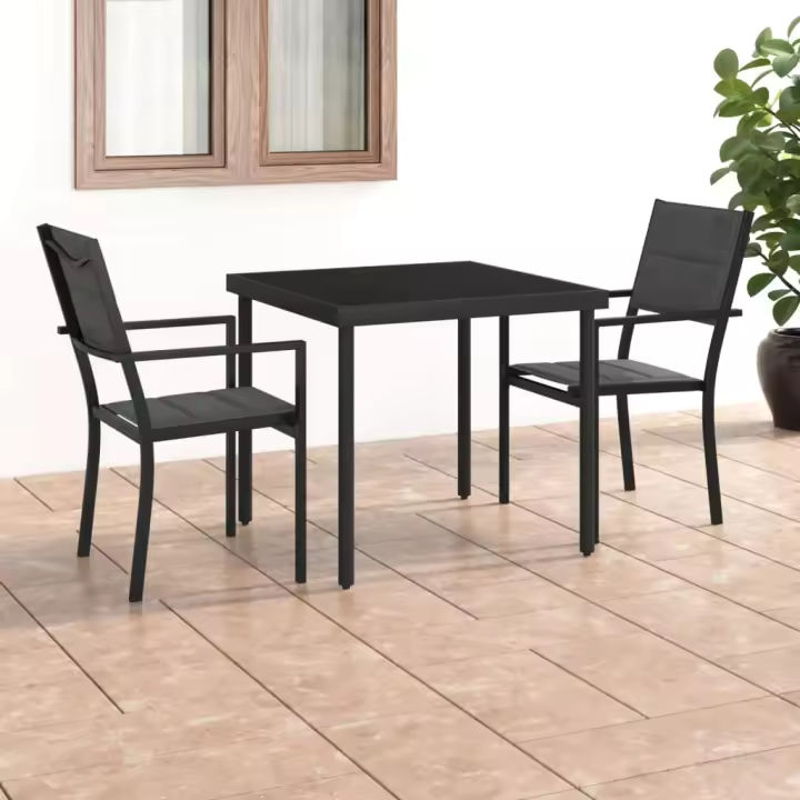 vidaXL Juego de comedor para jardín 3 piezas acero - 1