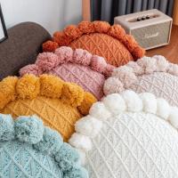 Almohada de bola de grasa extraíble y lavable de lana redonda tejida a mano, cojín para acampar en casa de familia - details 7