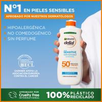 GARNIER | Delial Sensitive Advanced Leche Protectora Solar para pieles claras, sensibles e intolerantes al sol IP50+. Muy resistente al agua, 0% pegajoso, 0% graso - 2x400 ml. - details 1