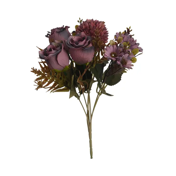 Poenia Arte Floral - Ramo de Rosas Artificial 45cm - Decoración Floral - Realista - 3pcs - 1