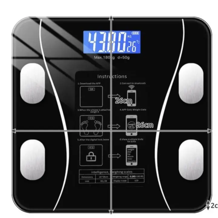 Bascula de Baño Digital, Bascula Grasa Corporal y Muscular con App, Bascula para peso corporal Inteligente, 8 Monitores de Composición Corporal Peso IMC Muscular, Máximo 180kg, bascula de baño - 1