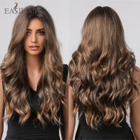 Pelucas Sintéticas Largas De Ombre Marrón Rubia Con Franja Para Mujeres Afro Peluca Cacheada Resistente Al Calor Para Uso Diario Cosplay - details 16