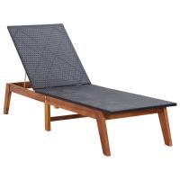 vidaXL Tumbona de madera maciza de acacia y ratán sintético Sillas de Exterior Ideal para jardín, playa, piscina, terraza Tumbona Piscina Tumbonas Playa Tumbonas Jardín Exterior - details 1