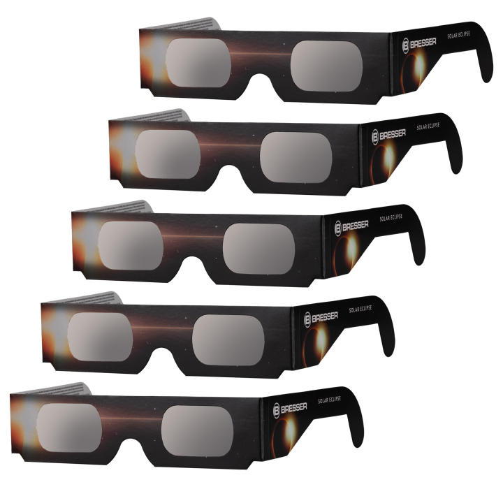 BRESSER| Gafas para ECLIPSE SOLAR【PACK de 5/10/25 Uds】Observación solar Certificado EN ISO 12312-2:2015. El próximo eclipse solar ocurrirá el 12 de agosto 2026. Con esta gafa para eclipse solar de alta calidad, disfrutarás de forma segura y sin riesgos