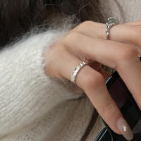 Anillo De Bambú De Jade Hetian Lácteo Platinado En Plata De Ley 925 Para Mujer Y Niña Regalo Joyería Vintage Irregular - details 4
