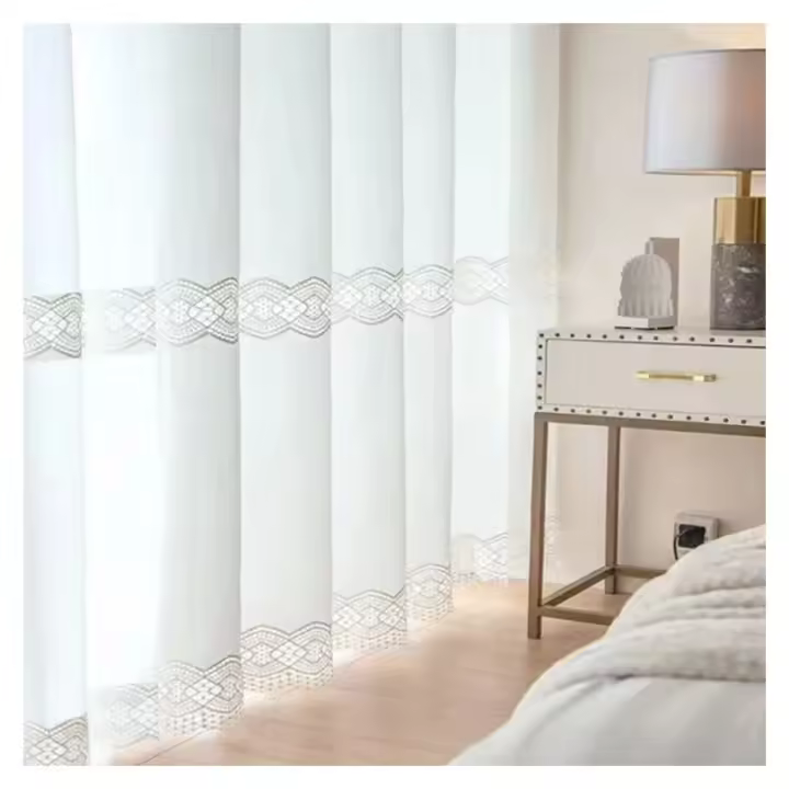 Cortina De Tela Gauze Bordada Con Estrellas Y Vía Láctea Lujo Francés Translúcida Y Opaque Para Ventana Cortina De Huéspedes - 1