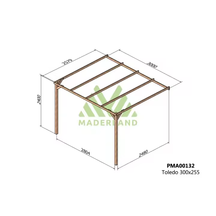 Pérgola de Madera Maciza Adosada Toledo (Maderland) - Gardeneas - 1