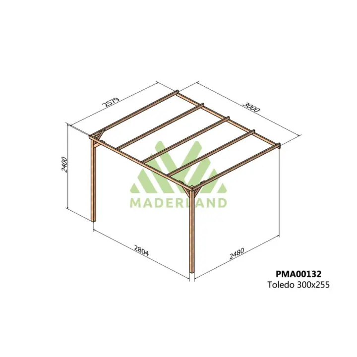 Pérgola de Madera Maciza Adosada Toledo (Maderland) - Gardeneas - 1