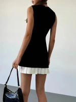 Vestido Mini Elegante Para Mujer Vestido Sin Mangas De Encaje Patchwork Para Oficina Y Comercio Estilo De Calle Alto Vestidos Slim Para Mujer - details 3