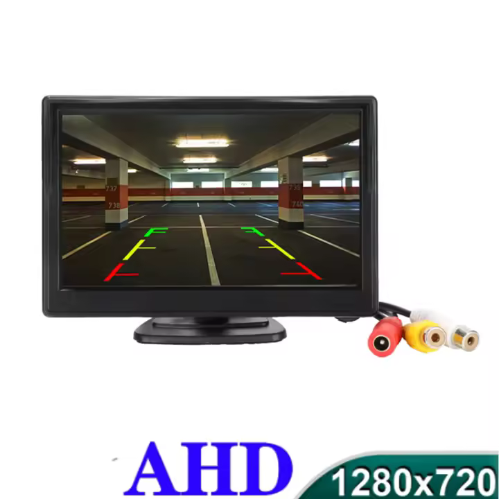 Monitor De Coche HD AHD 1280x720P Pantalla TFT LCD De 5 Pulgadas Para Visión Trasera Cámara De Retrovisores Color Digital - 1
