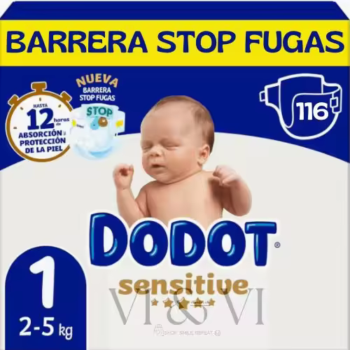 Pañales Dodot Sensitive T1(2-5KG) 116ud -Dodot SensitiveT2(4-8KG) 174ud-Dodot Bebé SecoT3(7-11KG)66U-Dodot Bebé Seco T4(10-15KG)62U-Dodot Bebé SecoT5(12-17KG)56U-Dodot Bebé Seco T6(14-20KG)96U-Dodot toallitas desechables  12*52Toallitas - 1
