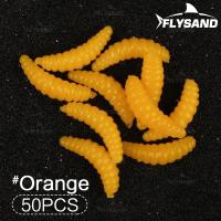 FLYSAND 50pcs Bolsa De 2cm 0.38g Maggot Grub Soft Lure Baits Siete Colores Huevos Luminiscentes Pesca En Oceano Y Río - details 9