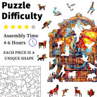 Puzzle De Madera Para Adultos En Forma Única Librería Del Dragón Regalo Para Amigos Juego De Lógica Y Desafío Mental - details 4