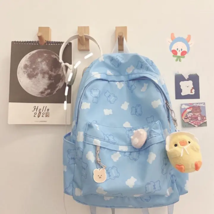 Nueva Mochila Escolar De Lona Grande Capacidad Portátil Con Patrón De Oso Lindo Bolsa De Viaje Mochila Deportiva Para Niños - 1
