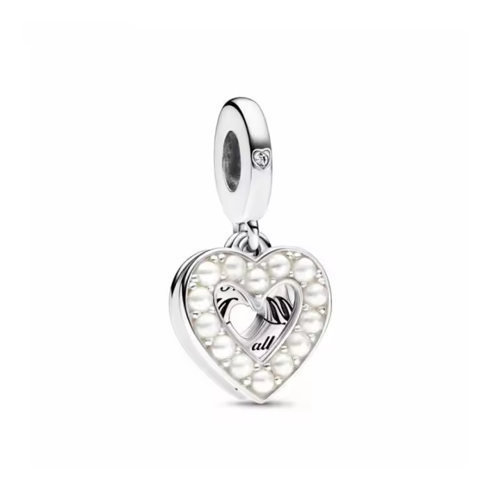 Charm Colgante Doble Corazón Blanco Anacarado Pandora - 792649C01 - 1