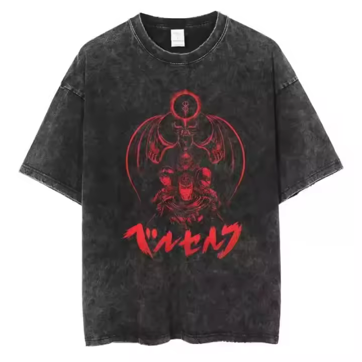Camiseta De Manga Corta Vintage Berserk Japón Anime Para Hombre Estilo Y2k Con Cuello Redondo Y Cuidado En La Prenda De Ropa - 1