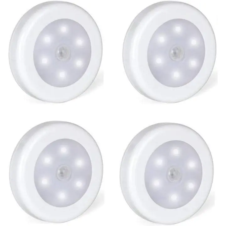 Paquete de 4 luces LED adhesivas, iluminación LED con sensor de movimiento y base magnética (alimentada por batería) - 1