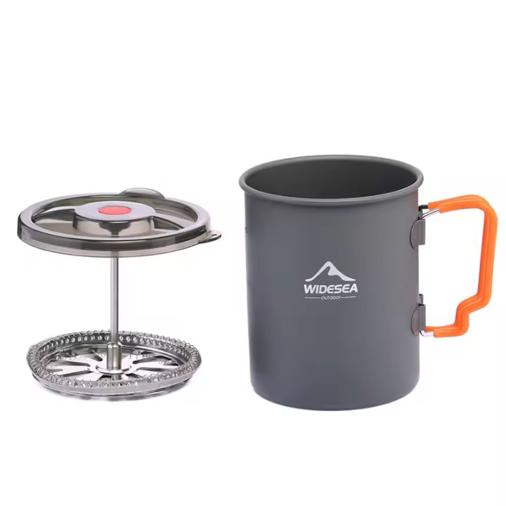 Widesea Tetera De Camping Con Presa Francesa Taza De Camping Para Senderismo Y Trekking Material De Aluminio Plegable - 1