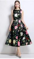 Vestido Sin Mangas De Verano Para Mujer Estampado O-Neck A-Line Regular Fit Midi Polyester Vestidos De Verano Mujer - details 2