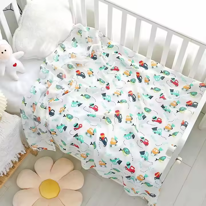 Manta De Muselina Para Bebé Recién Nacido 110*120cm Doble Capa Algodón Suave Abrazadera De Baño Para Cuna Y Carrita De Bebé - 1