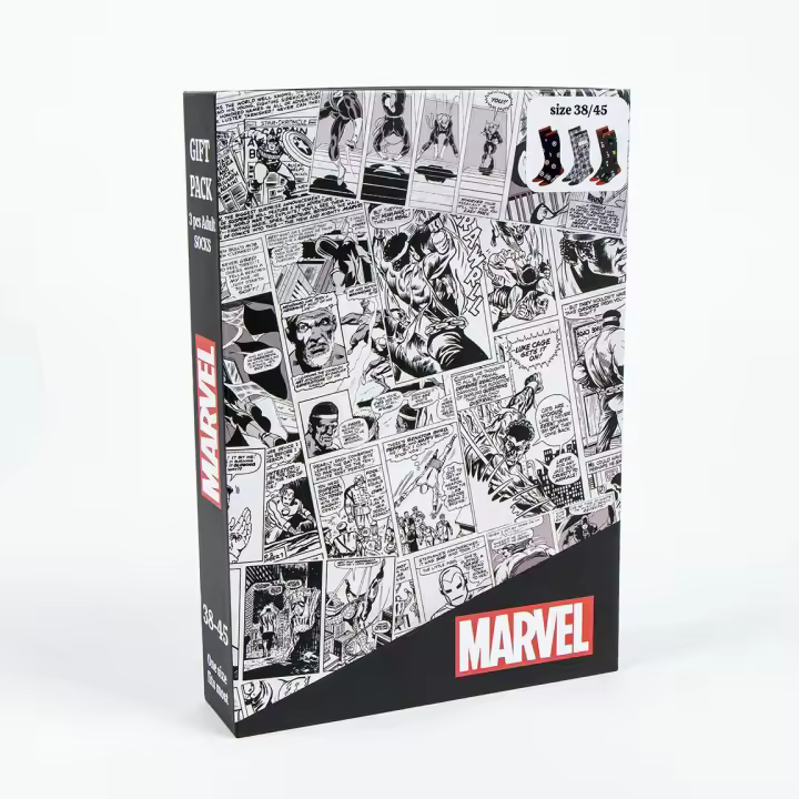 Marvel, set de 3 pares de calcetines en caja regalo, talla única 38-45. - 1