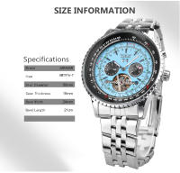 Reloj Mecánico Automático Para Hombre Jaragar Con Dial Azul Y Exhibición Del Día Correa De Acero Inoxidable Deportivo Militar - details 2