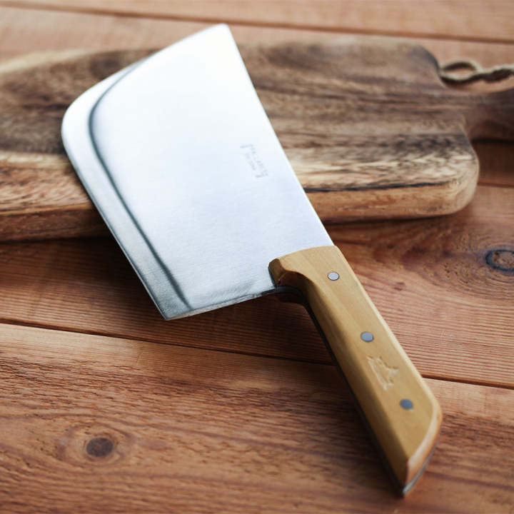 Pallarès Solsona - Cuchillo de cocina para carne con mango de boj, hoja de acero inoxidable ancha y gruesa de 25,5 cm, ideal para deshuesar aves y cortar piezas con tejidos duros o huesos, fabricado artesanalmente en Solsona