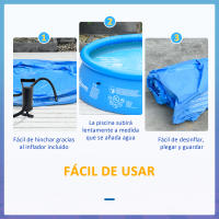 Outsunny Piscina Hinchable Redonda 4.000 Litros Ø274x76 cm para 3-4 Personas Piscina Inflable Familiar Adultos y Niños con Inflador de Mano para Jardín Patio Exterior Azul - details 5