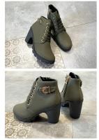 Botas De Tacón Alto Para Mujer Primavera Otoño Invierno Calidad Superior Botines Con Cordones Europeas Zapatos De Mujer PU Suela De Goma Tacón Alto Plataforma - details 10